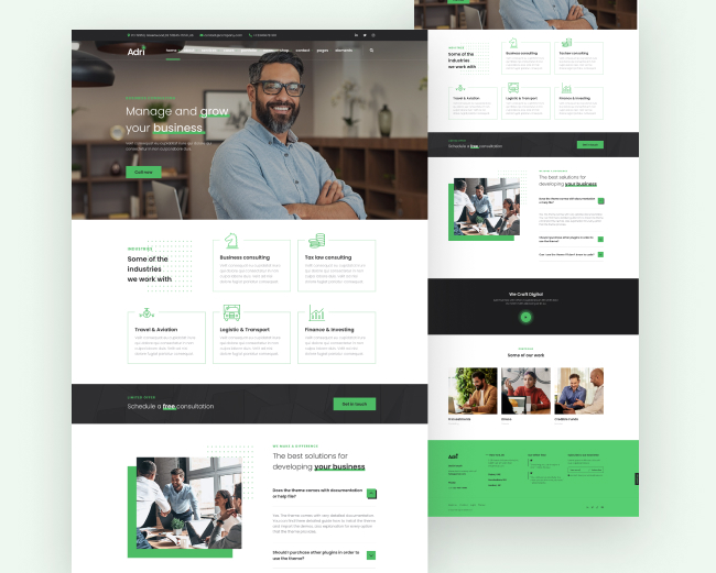 03 Demo: Mint | Adri multipurpose WordPress Theme for consulting, finance, corporate, business websites